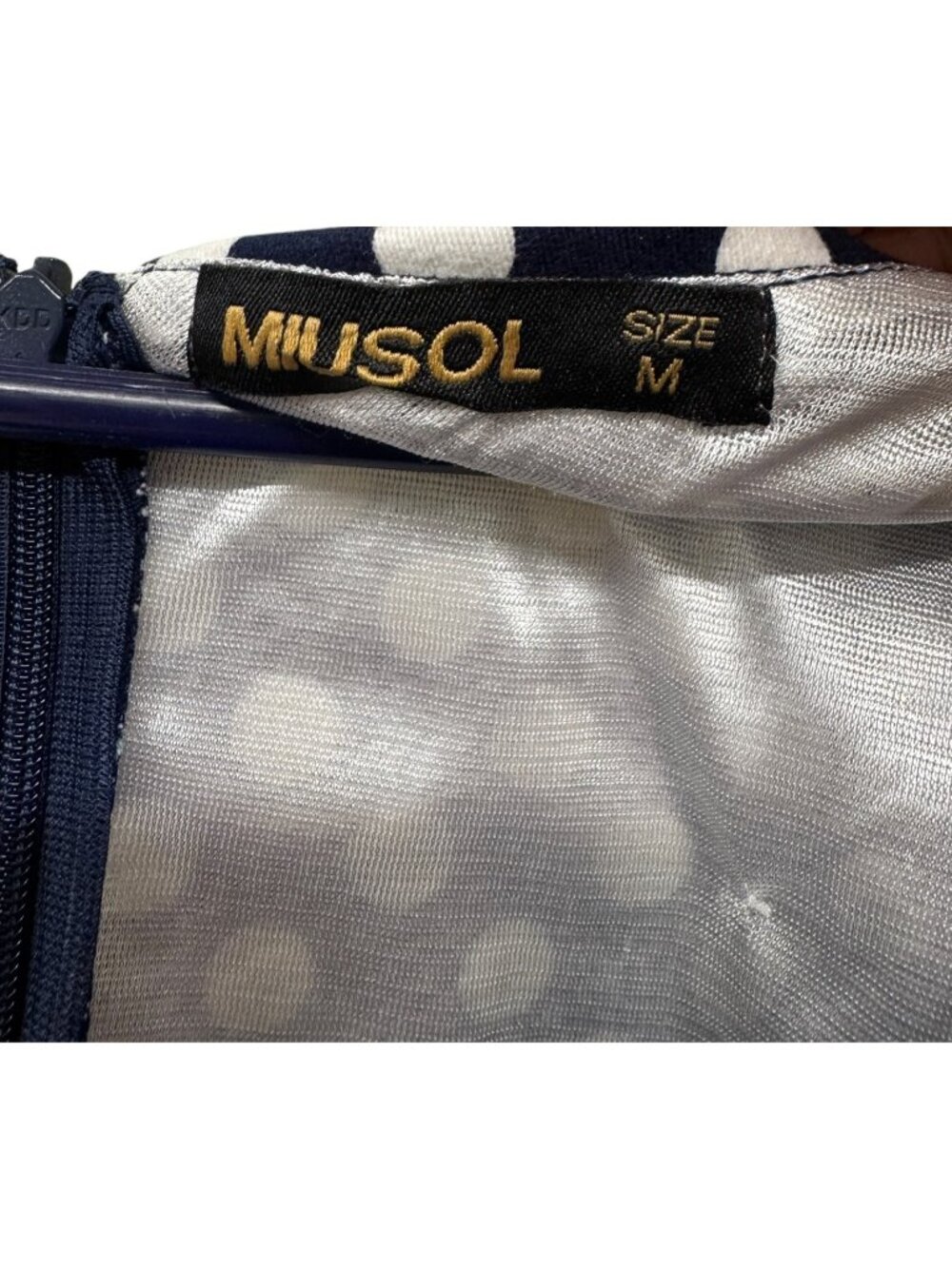Miusol Womens Navy Polka Dot Sleeveless Retro A-Line Midi Dress Size M - Picture 3 of 8